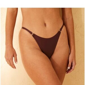 Brown With Gold Ring Detail Bikini Bottom